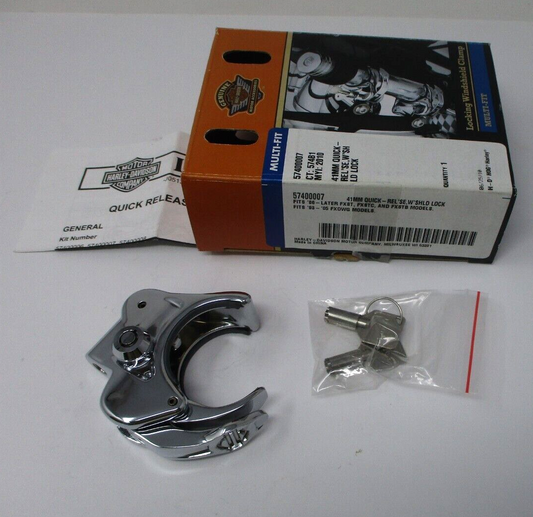 Harley-Davidson® 41mm Locking Quick-Release Windshield Clamp, Chrome 57400007