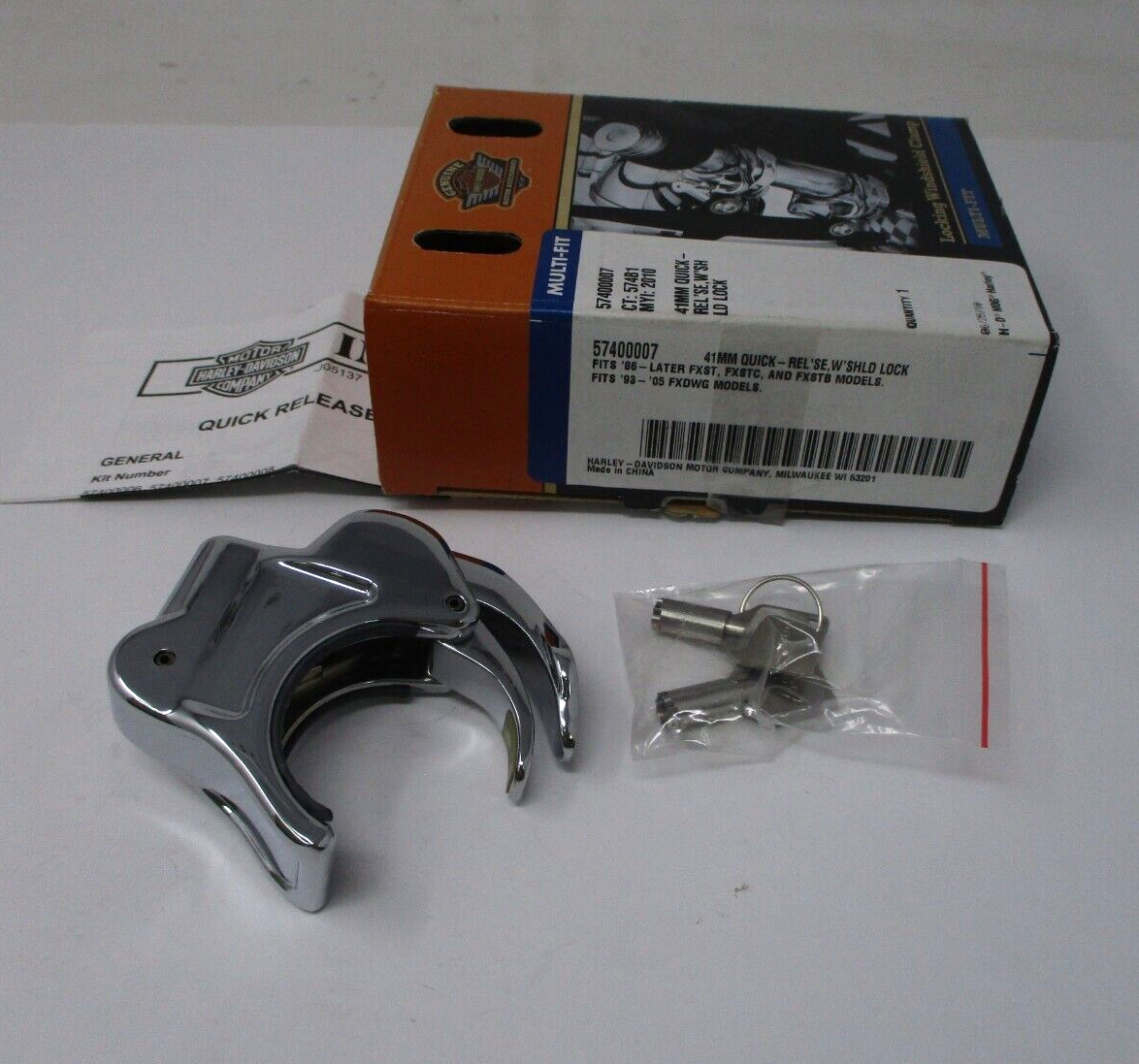 Harley-Davidson® 41mm Locking Quick-Release Windshield Clamp, Chrome 57400007