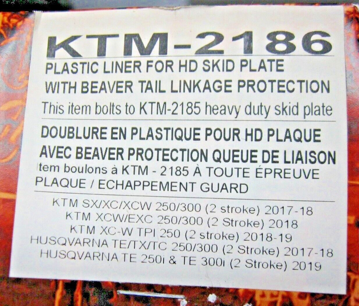 Emperor Racing KTM Plastic Skid Plate Liner 17-19 250 300 KTM-2186