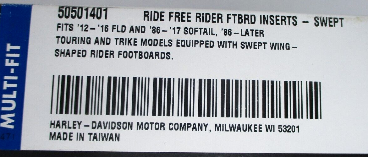 Harley-Davidson Ride Free Rider Footboard Inserts (PAIR)  50501401