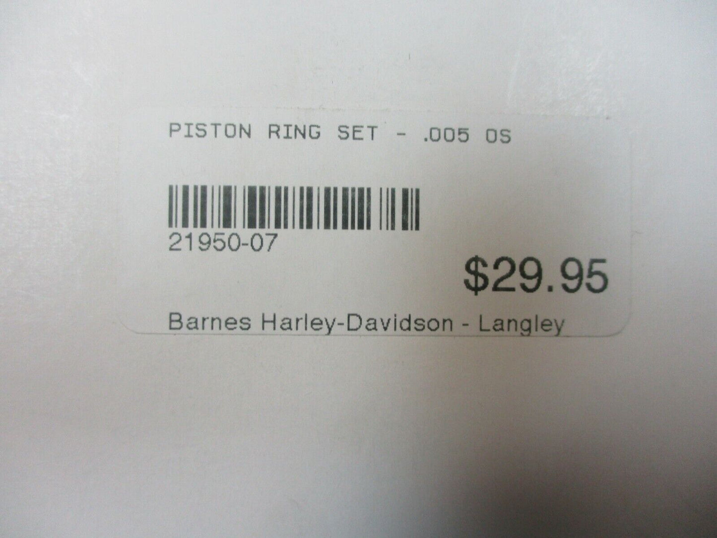 Harley Davidson OEM Piston Ring Set .005 Over Size 21950-07