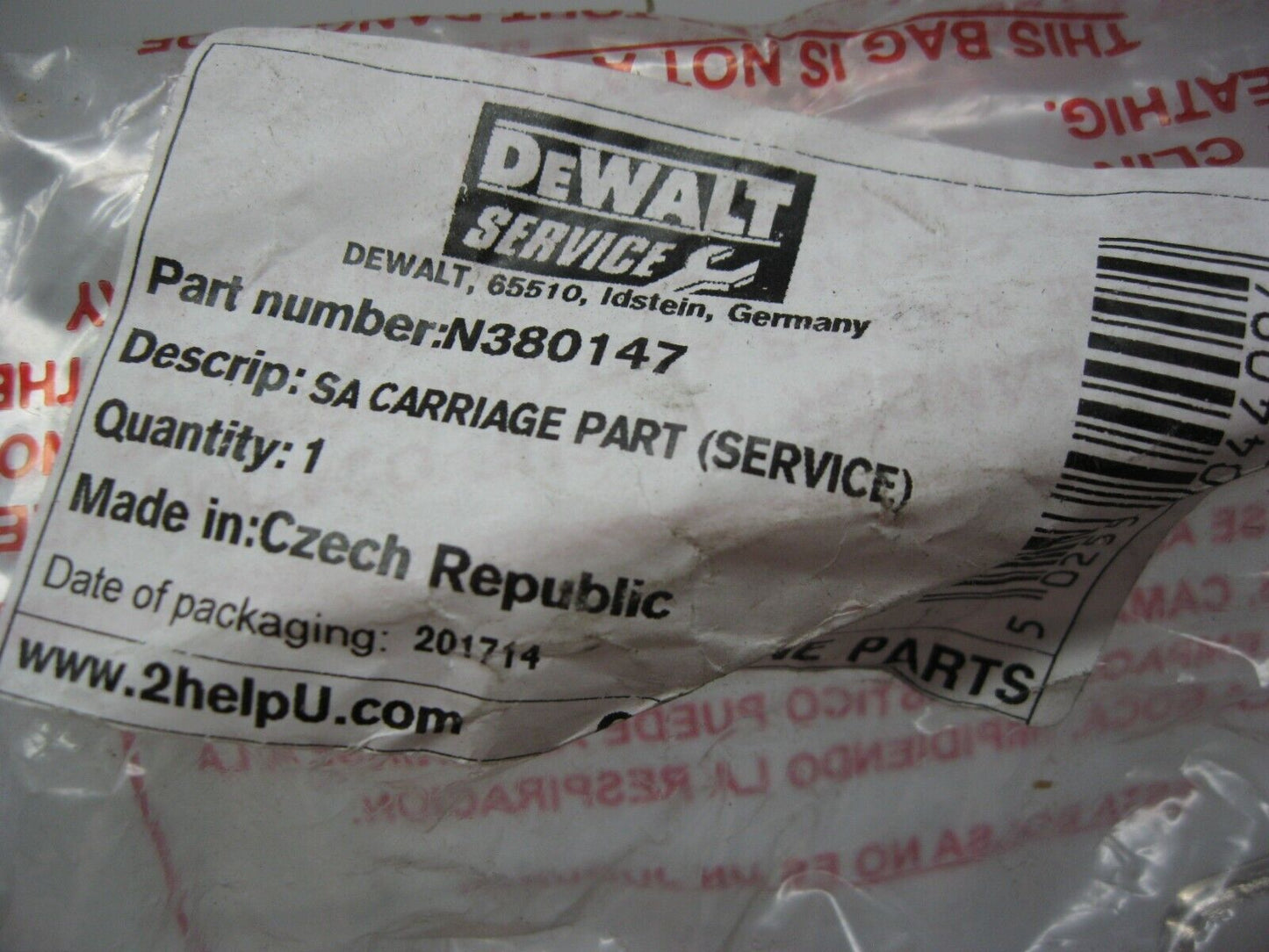 DeWALT OEM SA Carriage Assembly N380147