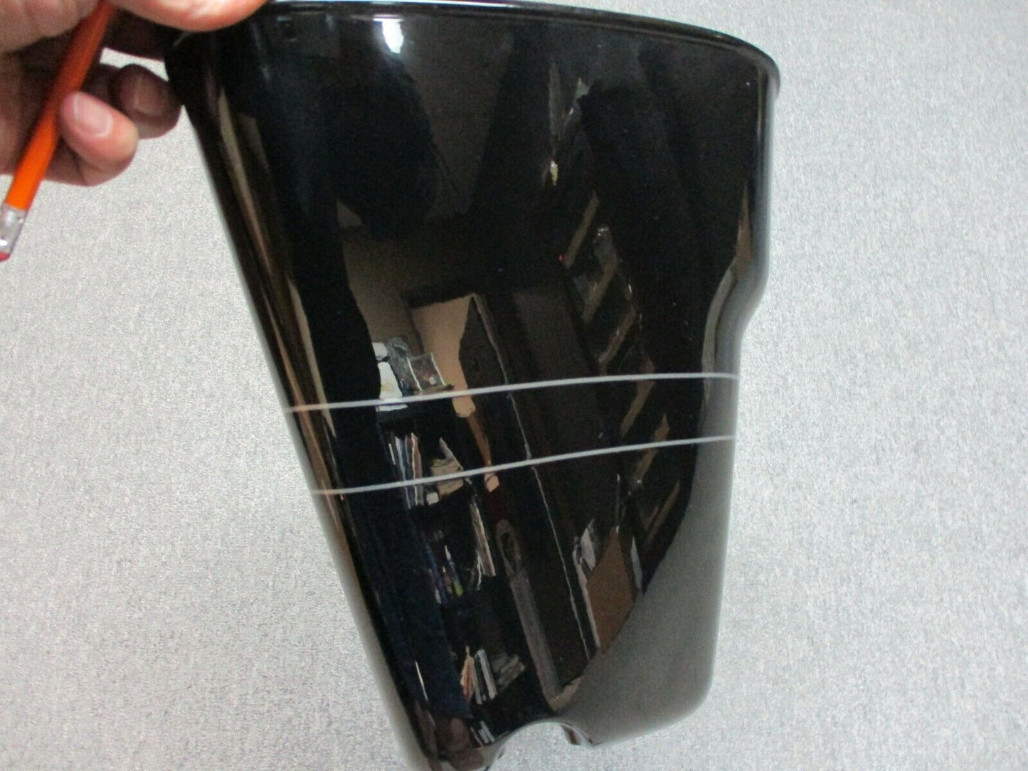 Harley Davidson LH Saddlebag FL Models 14-17 90200414 Vivid Black Silver Stripe