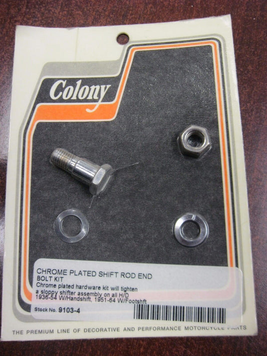 COLONY CHROME PLATED SHIFT ROD END BOLT KIT FOR 1936 - 1964 HARLEY  9103-4