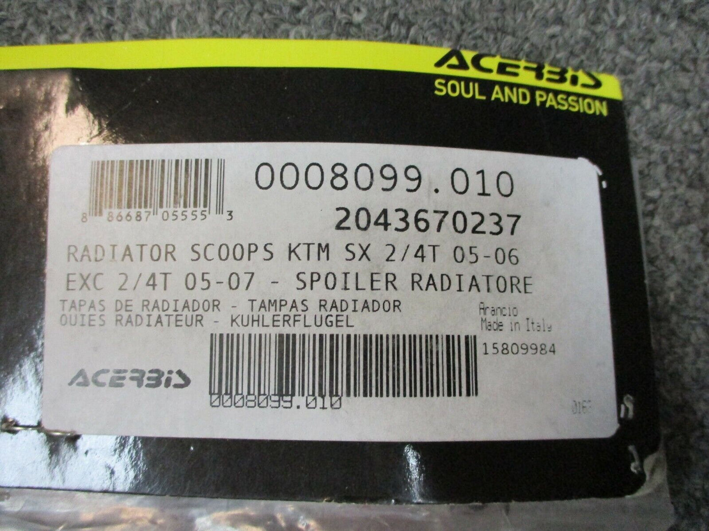 KTM SX Orange Radiator Scoops SXF By Acerbis 2043670237 2005-07