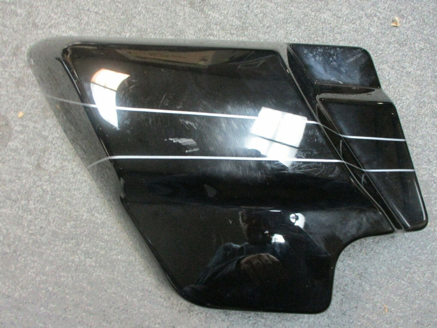 Harley Davidson Used Left Side Cover Vivid Black Silver Pin Stripes 57200077DBX