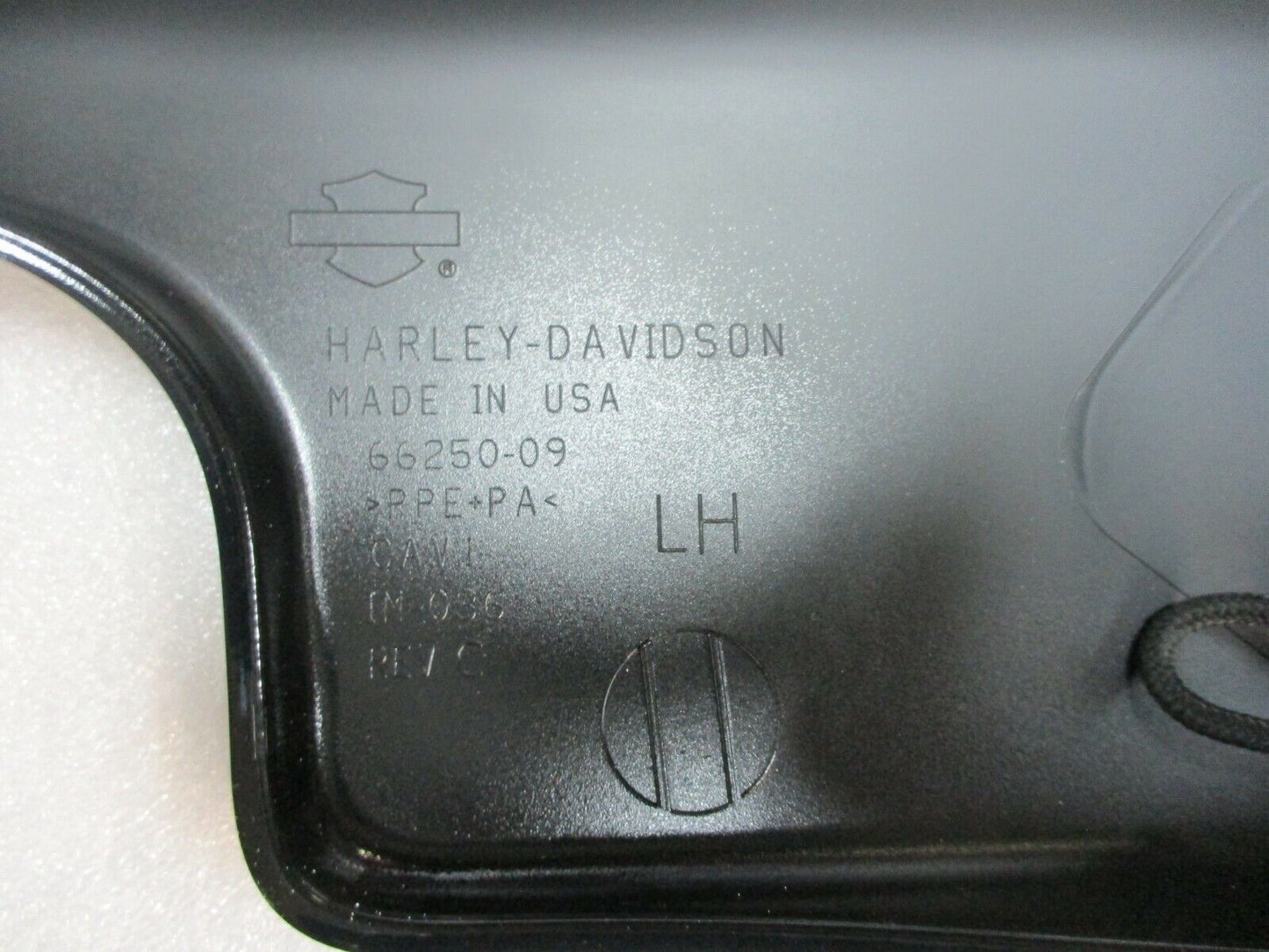 Harley Davidson OEM Vivid Black Left Side Cover Silver Pin Stripes 57200077DBX