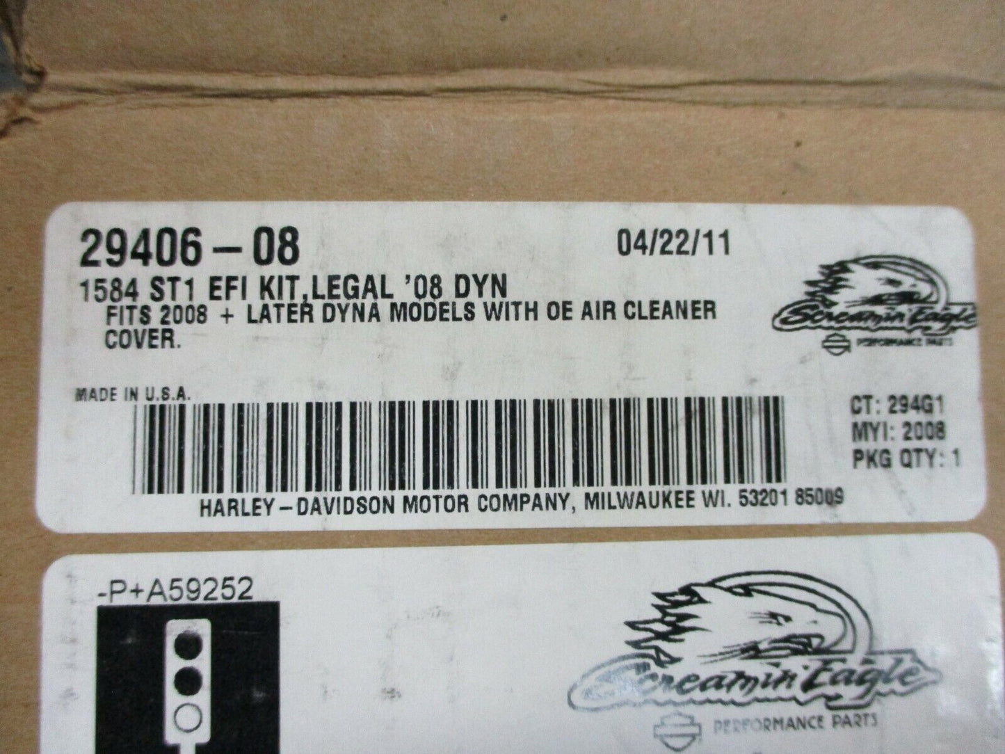 Harley Davidson OEM Screamin Eagle Stage 1 For DYNA Models 29406-08