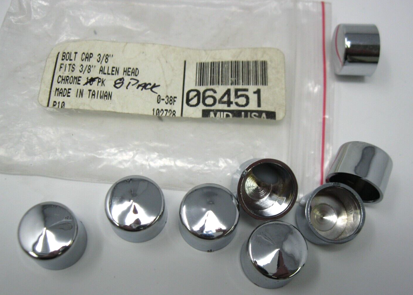 Mid-USA Chrome 3/8" Allen Head Bolt Covers 8-Pack 06451