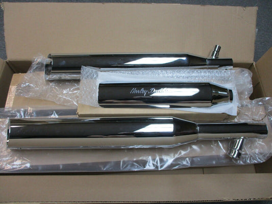 Harley Davidson OEM FLSTF/I, FXSTD/I Chrome Bal Cut Slip On Mufflers 80420-06