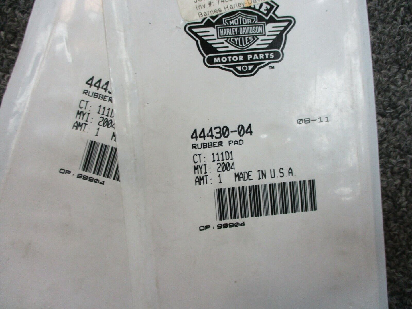 Harley Davidson OEM Rubber Pads for Passenger Floor Board Support 44430-04
