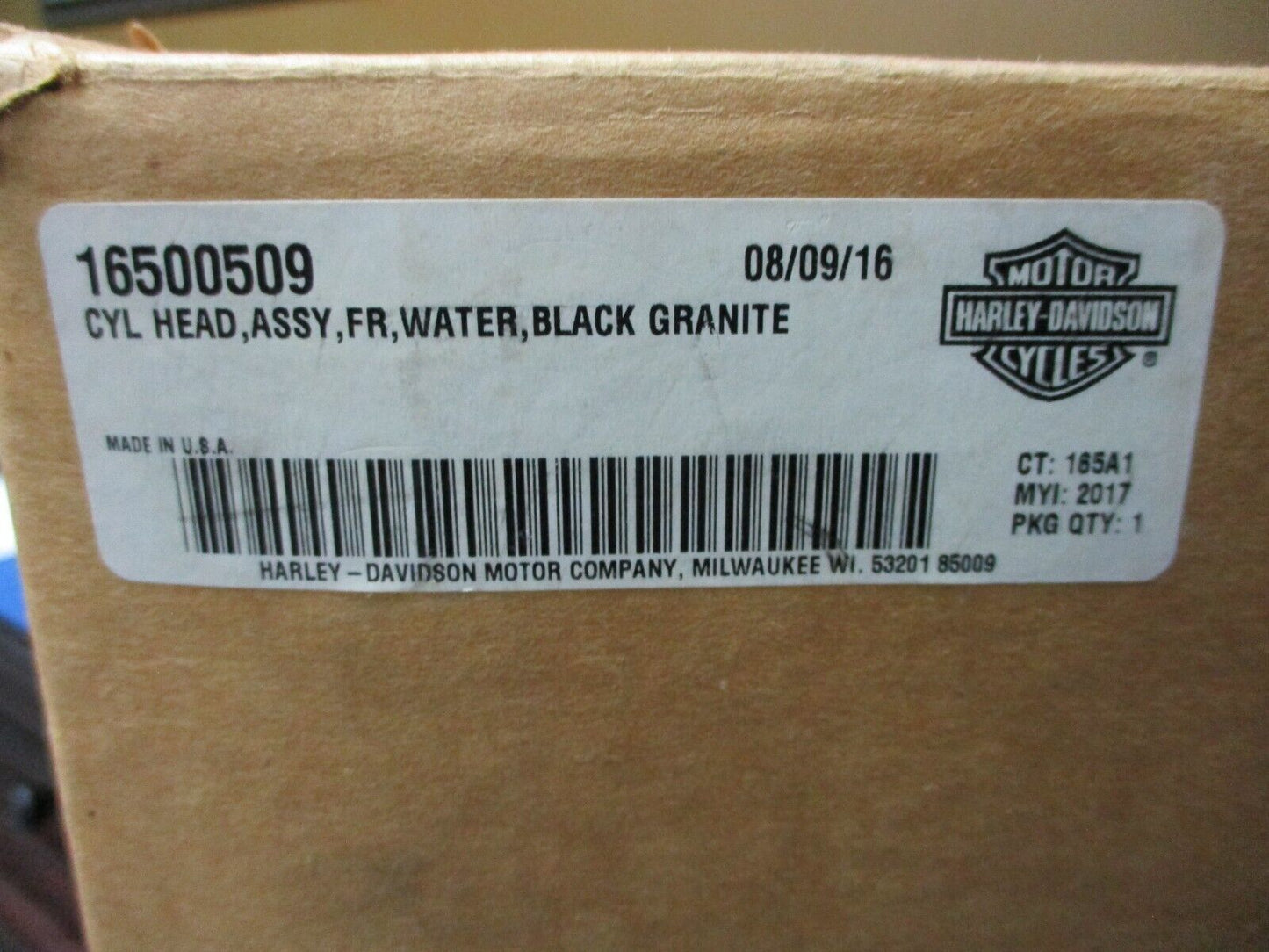 Harley Davidson OEM FLHXS/FLHTKS CVO Front Cylinder Head Black Granite 16500509