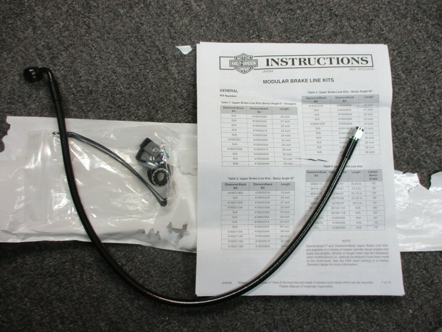 Harley Davidson OEM  DYNA/FXST Front Upper Brake Line Black 41800122A