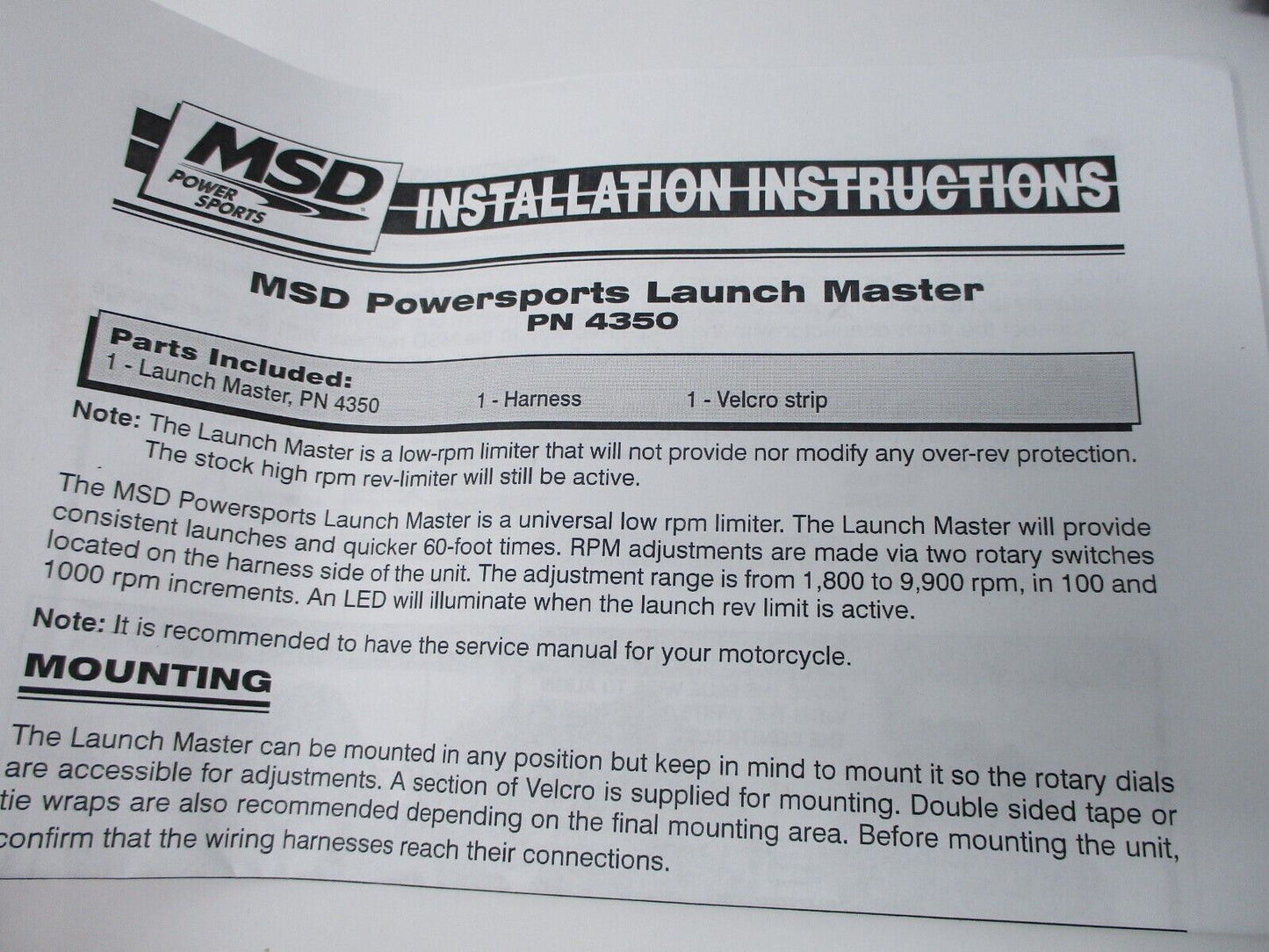 MSD Launch Master/Limiter 4350