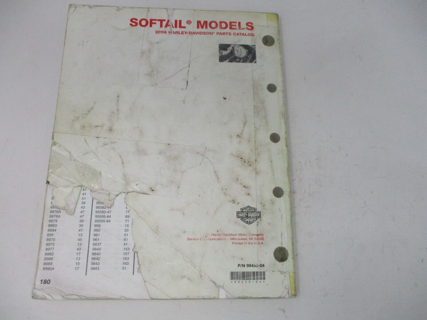 HarleyDavidson OEM Softail Models 2004 Parts Catalogue 9945504