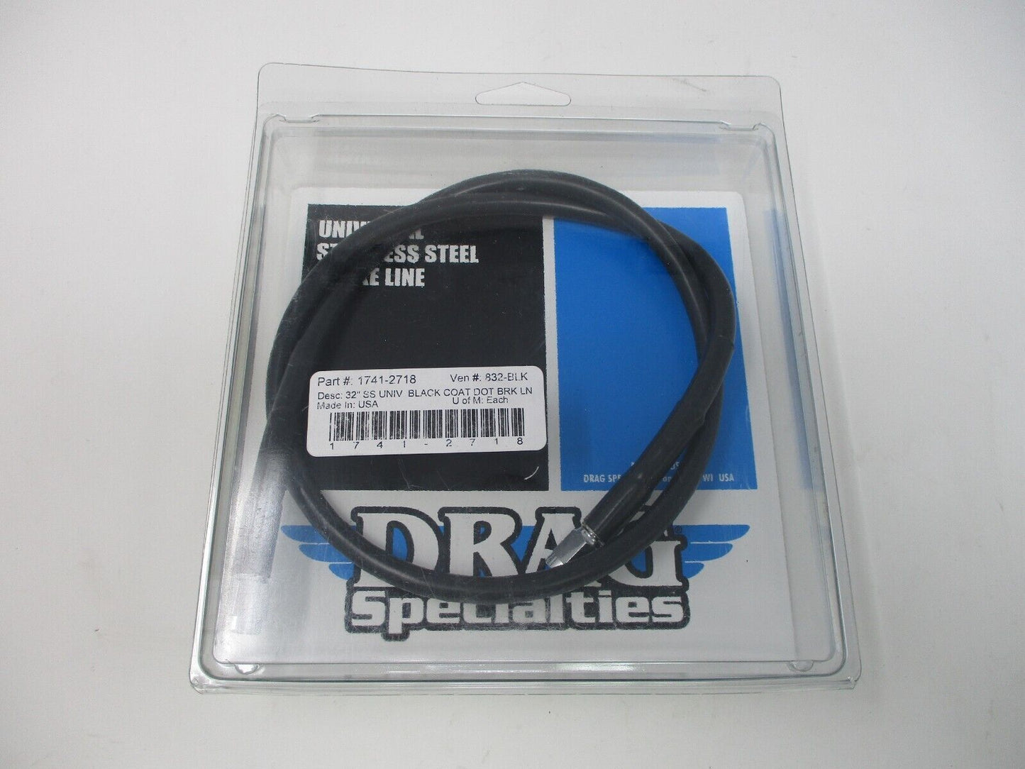 Drag Specialties - 832-BLK - Universal Black Vinyl-Coated Stainless Steel Brake