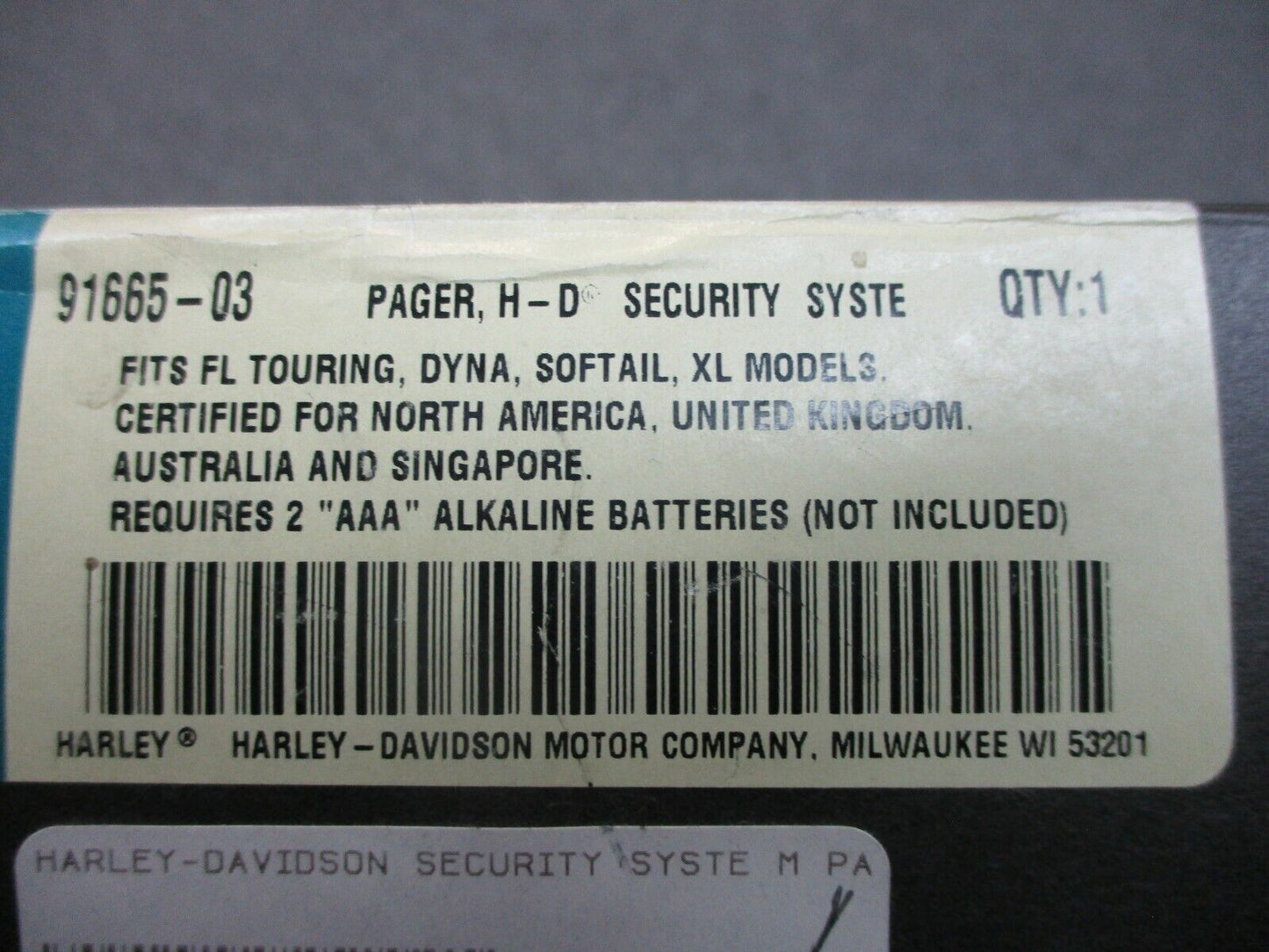 Harley Davidson OEM FL/FXD/FXST/XL Pager Security System 91665-03