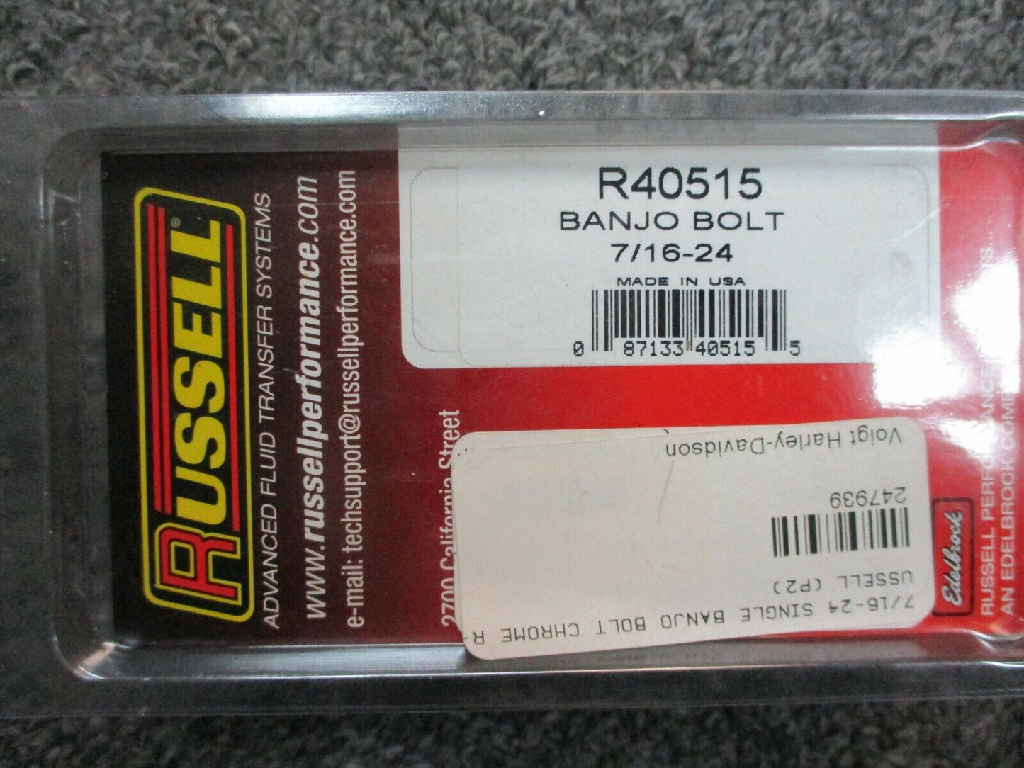 Russell 7/16-24 Chrome Banjo Bolt R40515