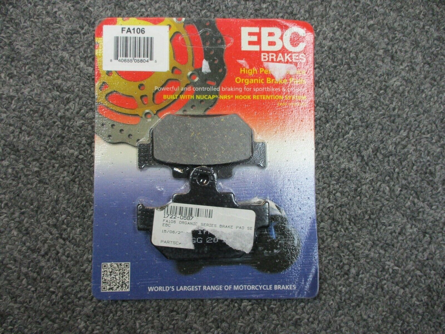 EBC Brakes® Organic FA106 Series Pads (2 pcs)