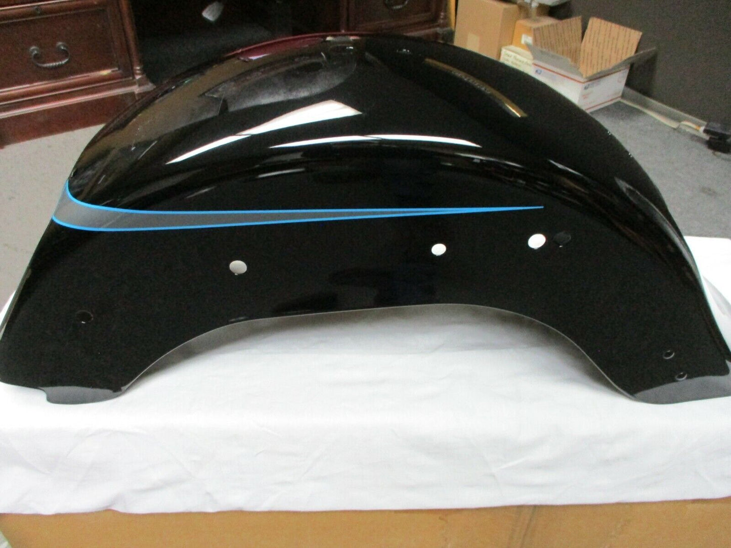 Harley Davidson OEM Fat Boy Rear Fender Vivid Black With Blue Stripe 59596-07DH