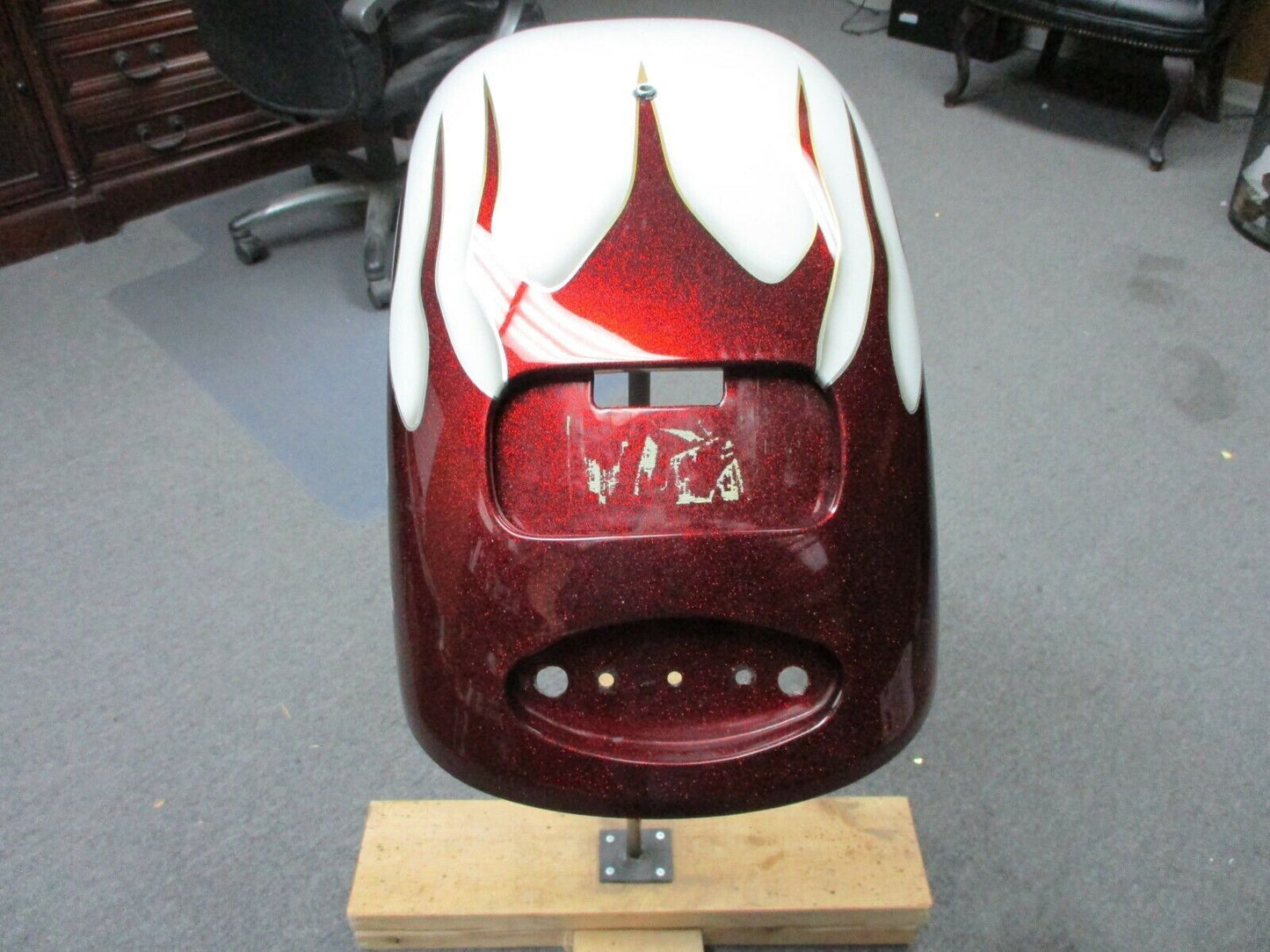 Custom Rear Fender White with Red Pearl Flames Softail Models