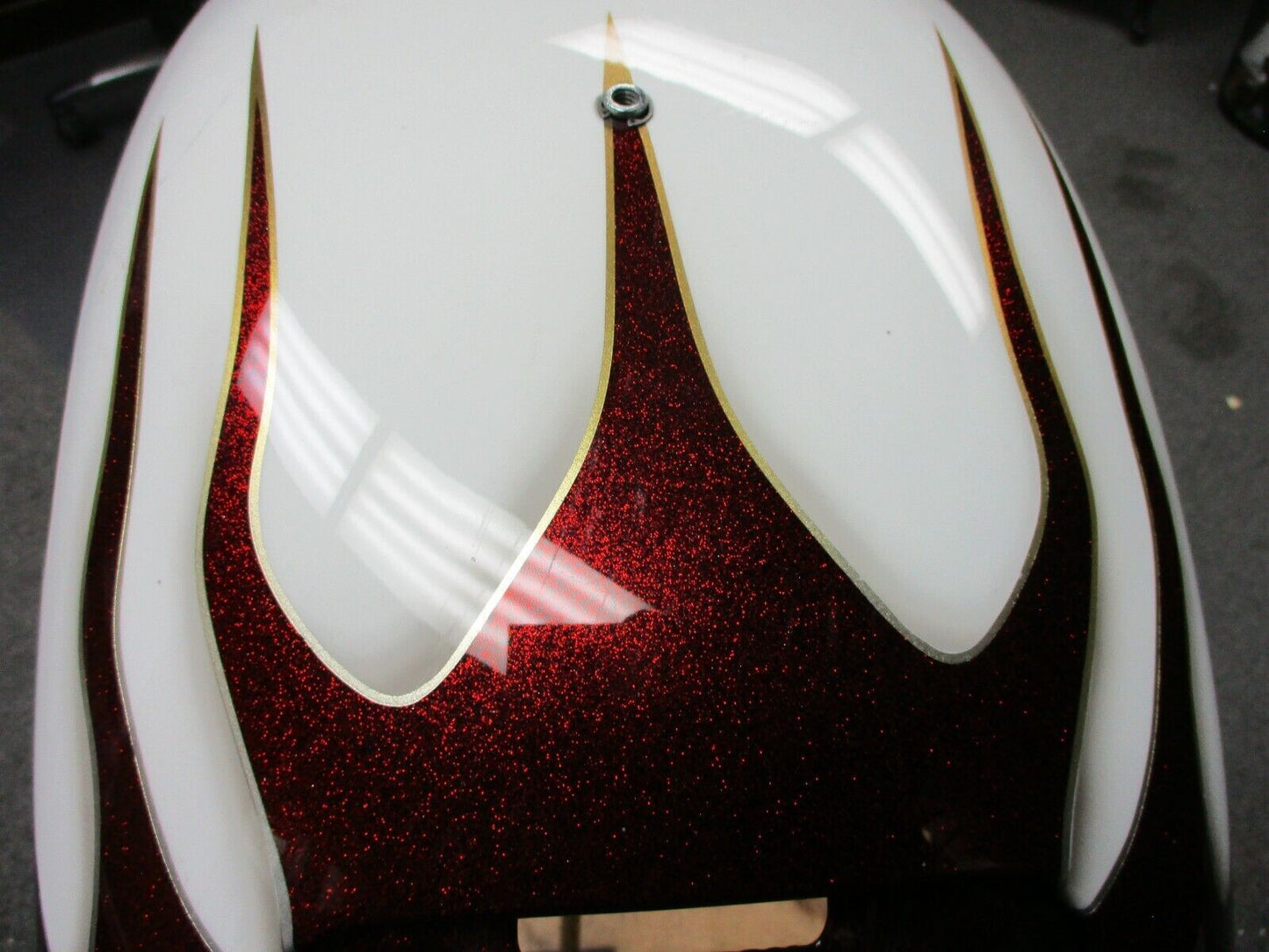 Custom Rear Fender White with Red Pearl Flames Softail Models