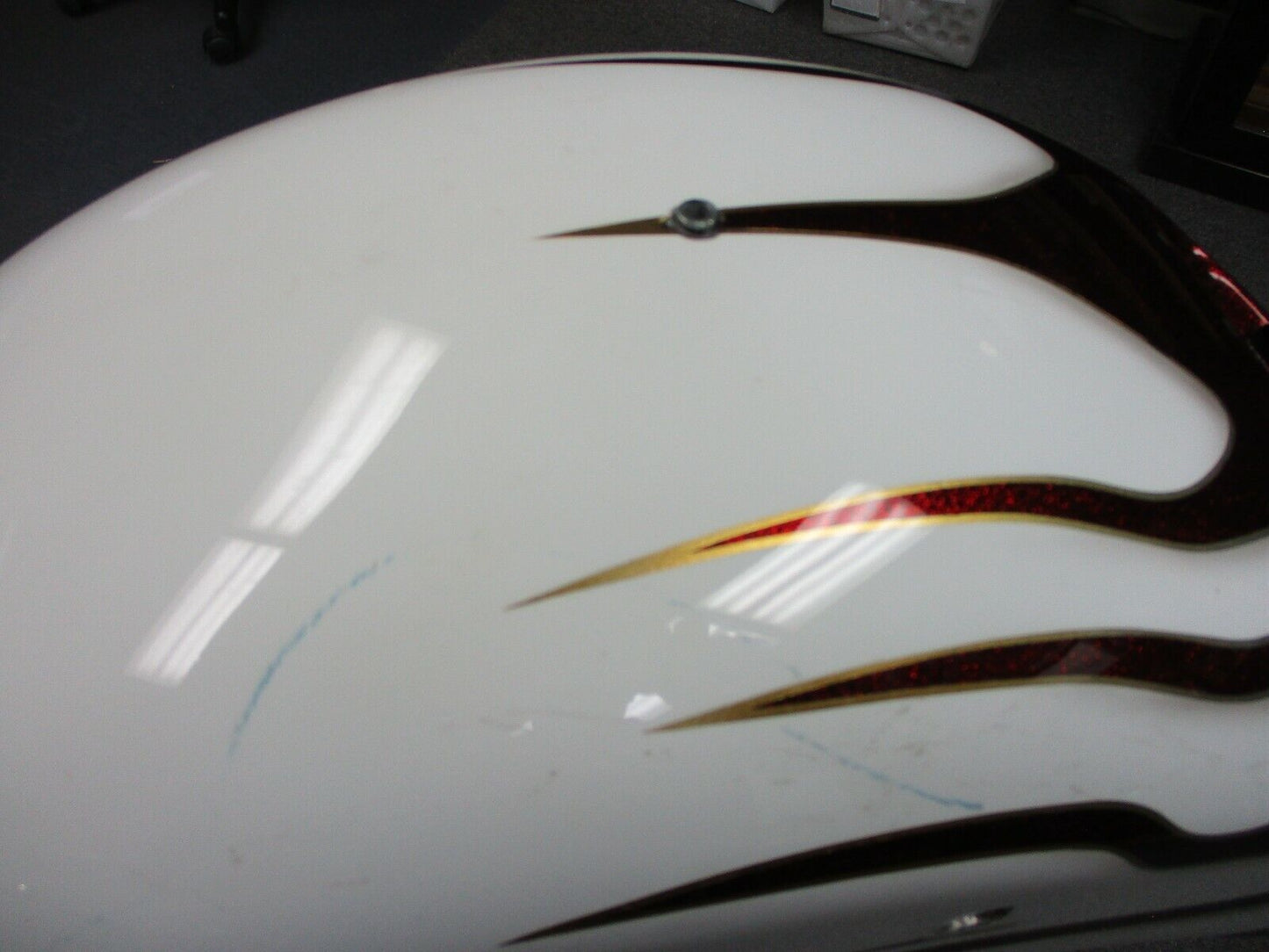 Custom Rear Fender White with Red Pearl Flames Softail Models