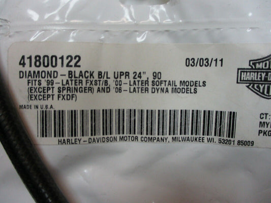 Harley Davidson OEM FXST/B Brake Line Diamond Black 24" 90 Degree 41800122