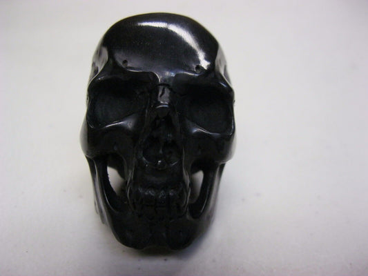 NATURAL WATER BUFFALO HORN HAND CARVED HUMAN SKULL APPROX 1-1/2"