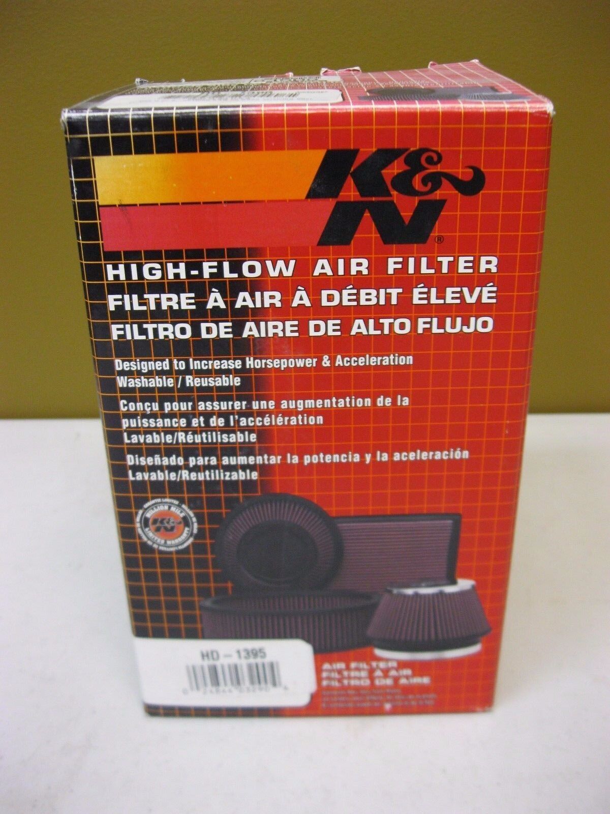K&N HIGH-FLOW WASHABLE REPLACEMENT AIR FILTER FOR BT W/ FUEL INJECTION HD-1395