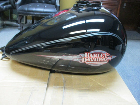 Harley Davidson OEM FLHTC Fuel Tank Vivid Black Silver Stripes  61360-08BHY