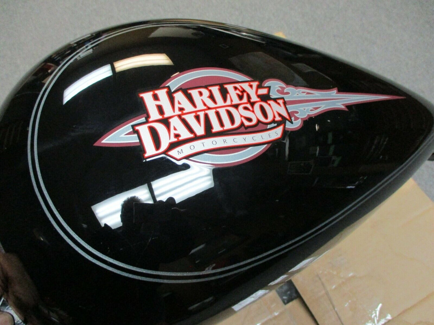 Harley Davidson OEM FLHTC Fuel Tank Vivid Black Silver Stripes  61360-08BHY