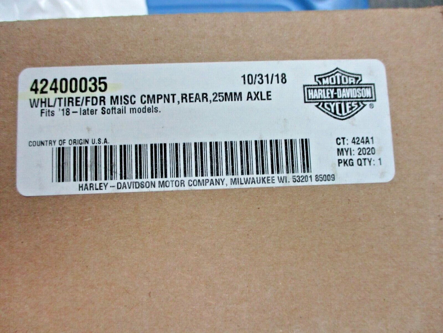 Harley Davidson OEM Softail 25mm Axle and bearings 42400035
