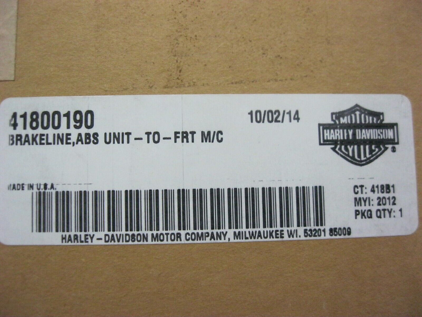Harley-Davidson OEM  Brakeline, ABS Unit to Motorcycle 41800190