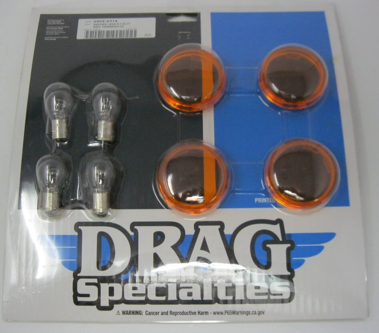 DRAG SPECIALTIES  00-17 FXST/FXD/02-18 XL SMOKED  LENS KIT OEM  0906-6316