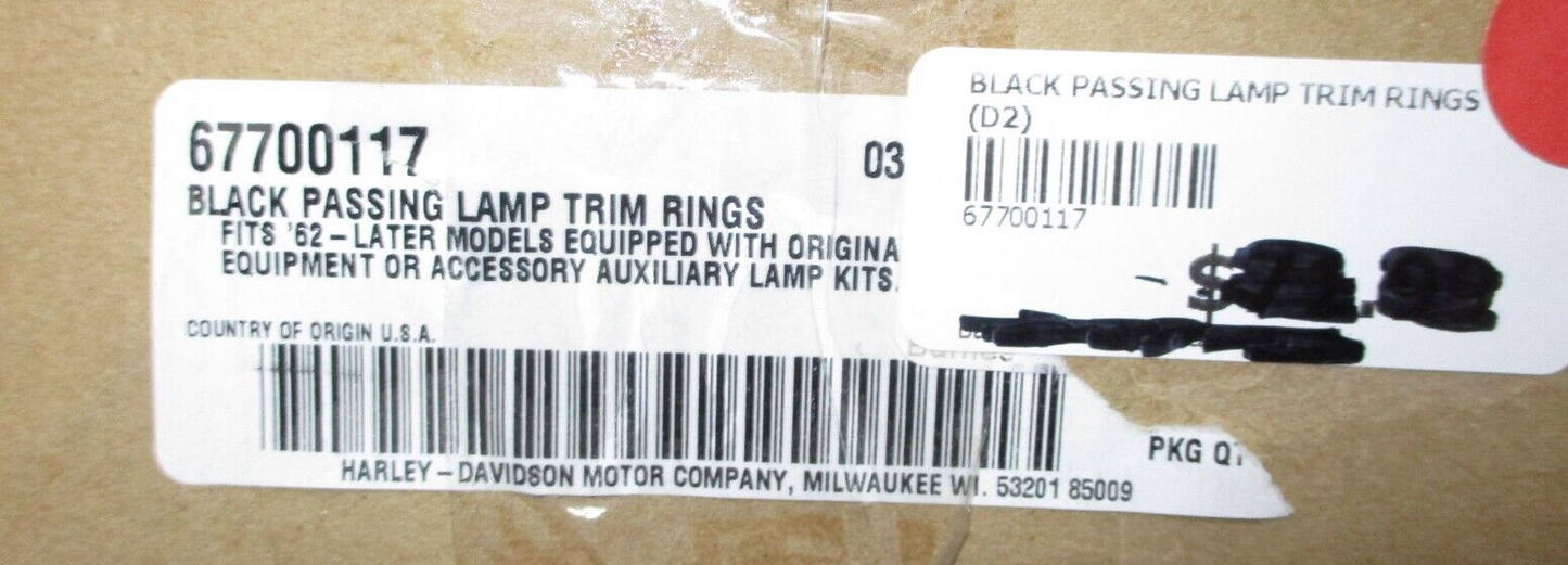 Harley Davidson Gloss Black Passing Lamp Trim Ring 67700117