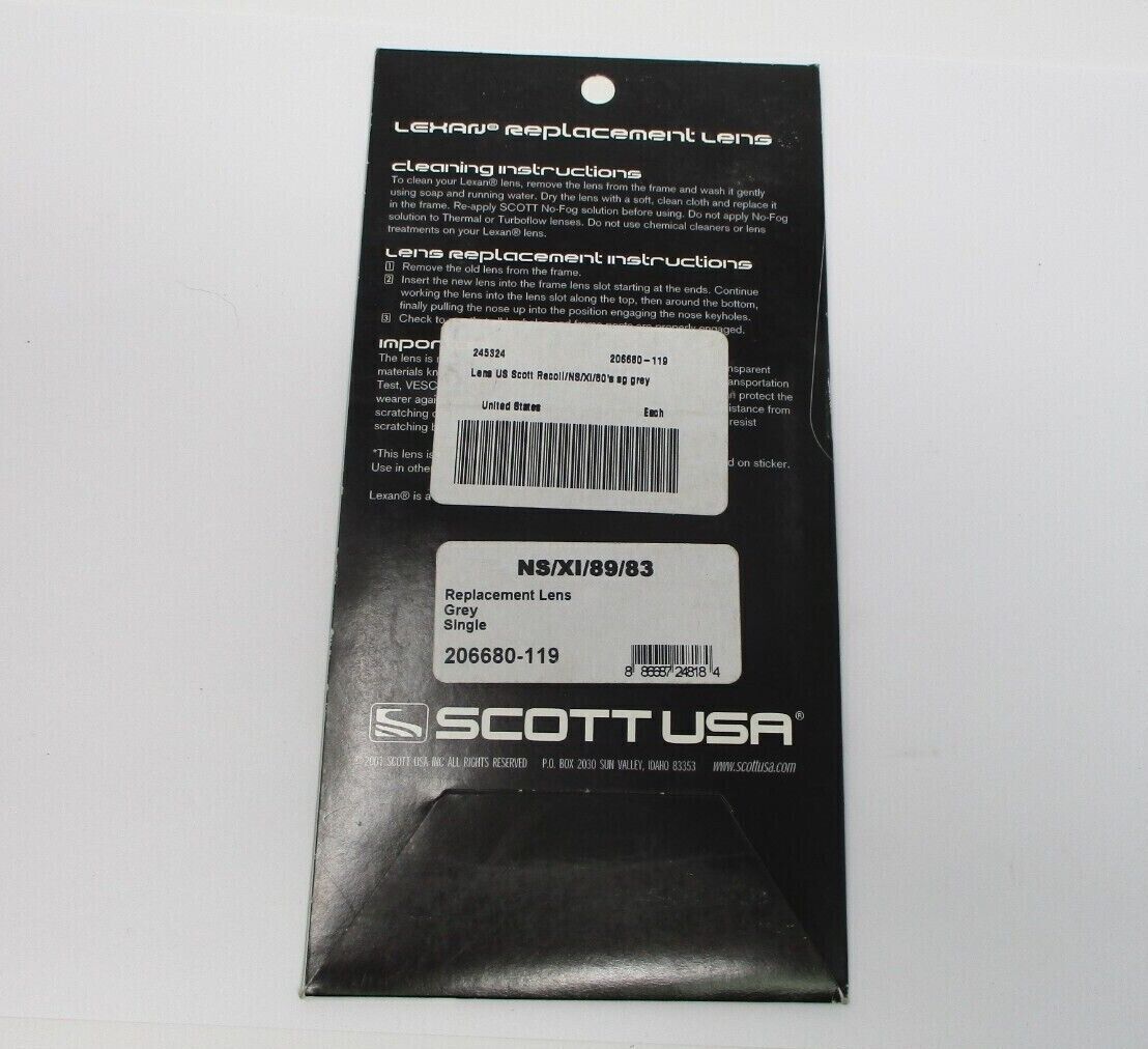SCOTT USA NS/XI/89/83 Grey Replacement Lens 206680-119