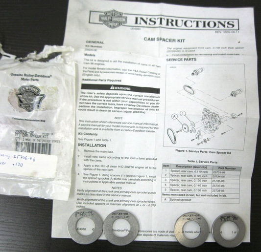 Harley-Davidson OEM Twin-Cam 96" EFI Cam Space Kit  (No .130 Spacer) 25928-06