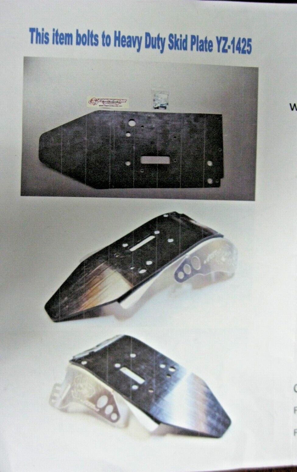 Emperor Racing Yamaha Plastic Skid Plate Liner 05-17 YZ250 16-17 YZ250X YZ-1426