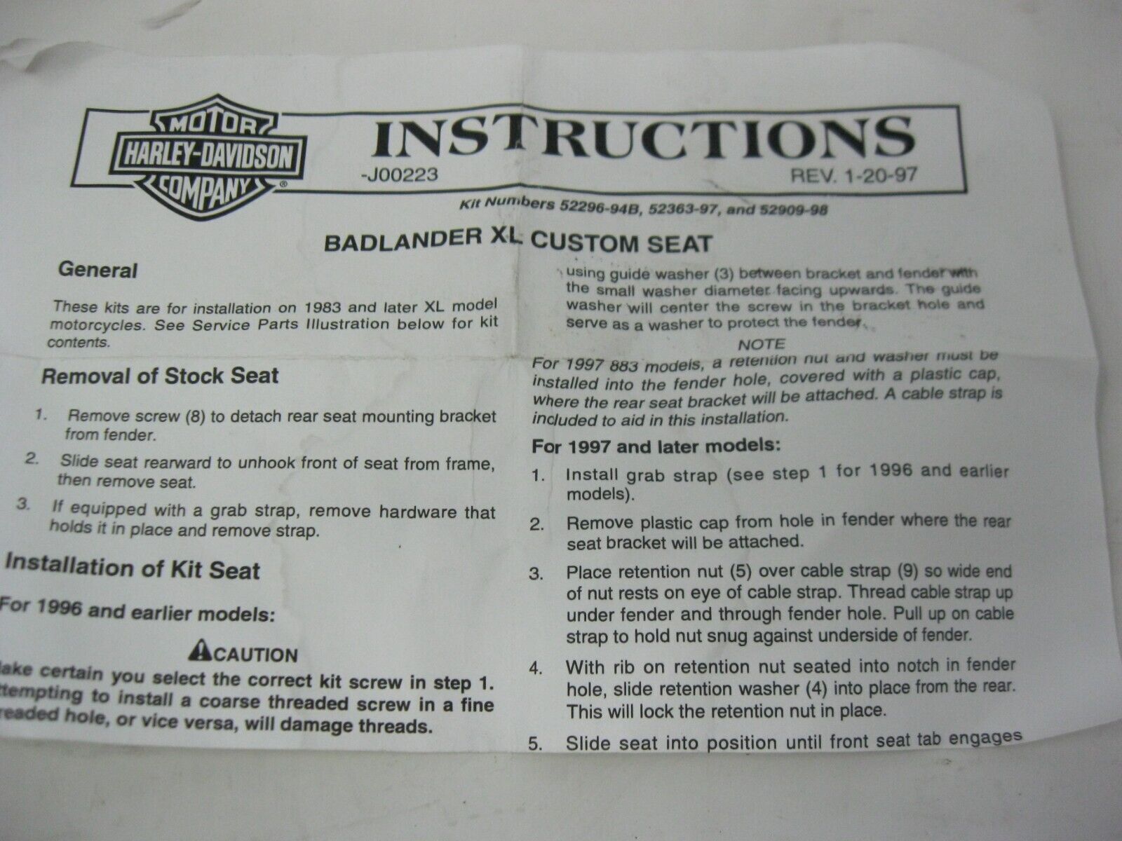 Harley Davidson OEM Badlander 20'' Grab Strap 52296-94B – Precision ...