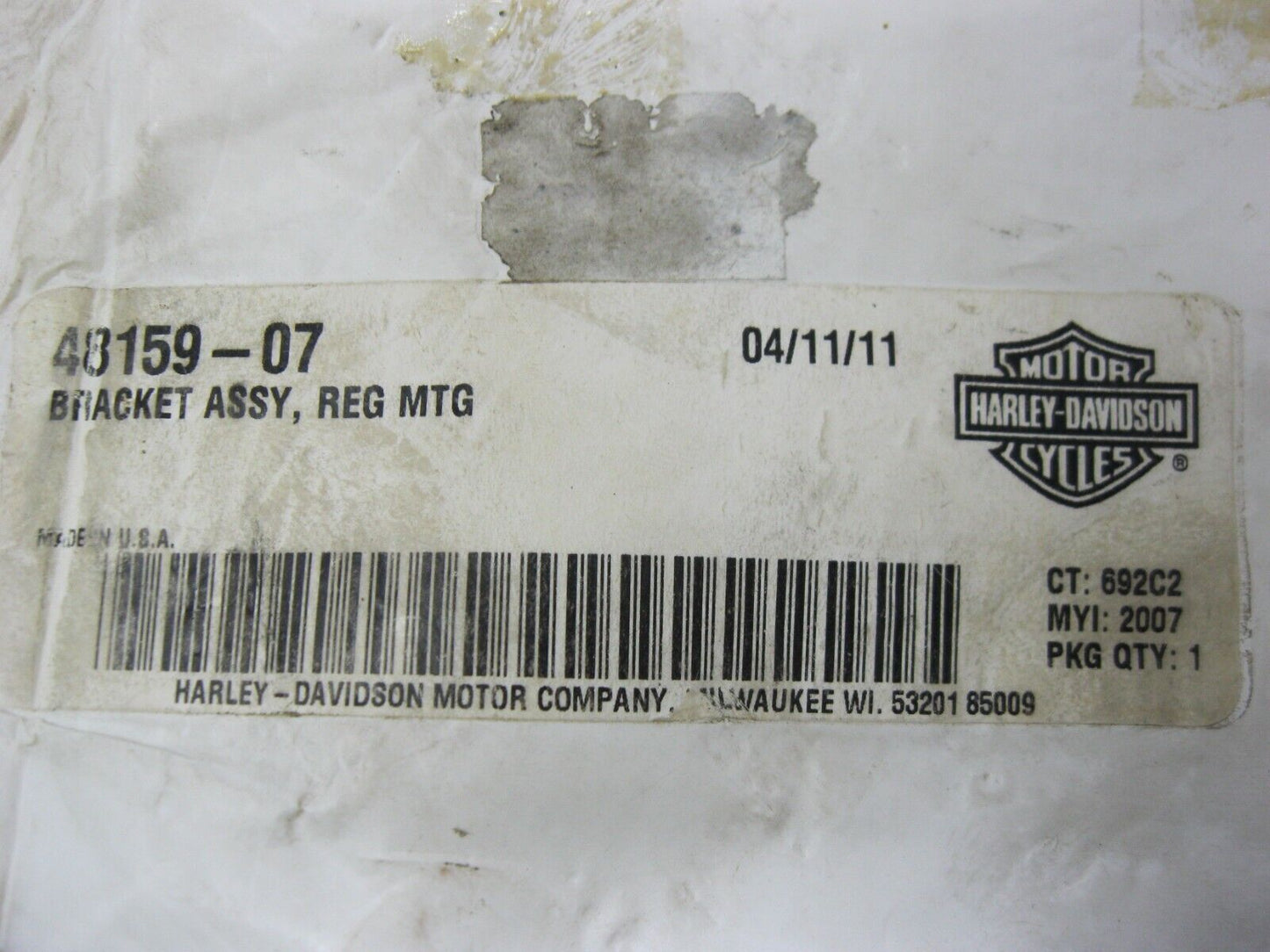 Harley-Davidson OEM 2007 Softail Regulator Mounting Bracket 48159-07