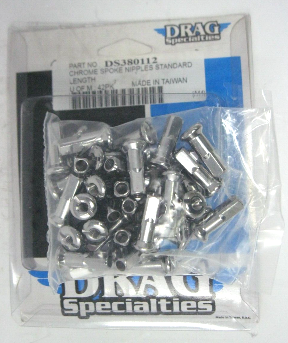 Drag Specialties Chrome Standard Length Spoke Nipples (40 Pack) DS380112