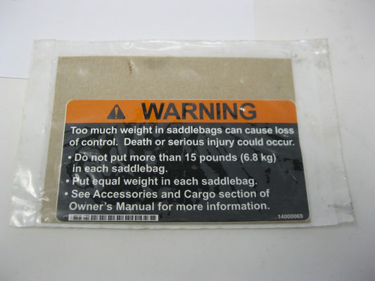 Harley-Davidson OEM Saddlebag Warning label 14000069