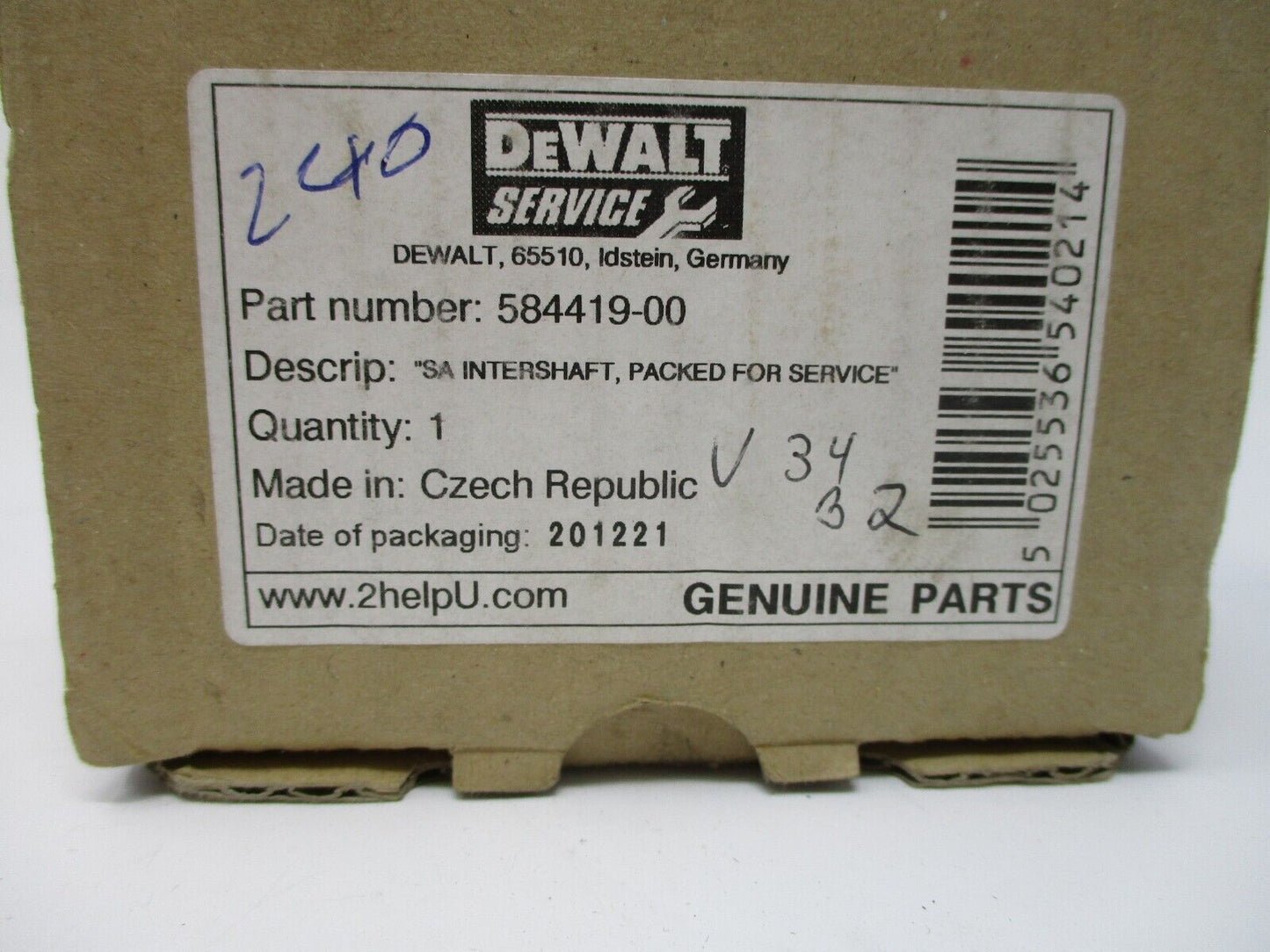 DeWALT 584419-00 Intershaft for Rotary Hammer Drill