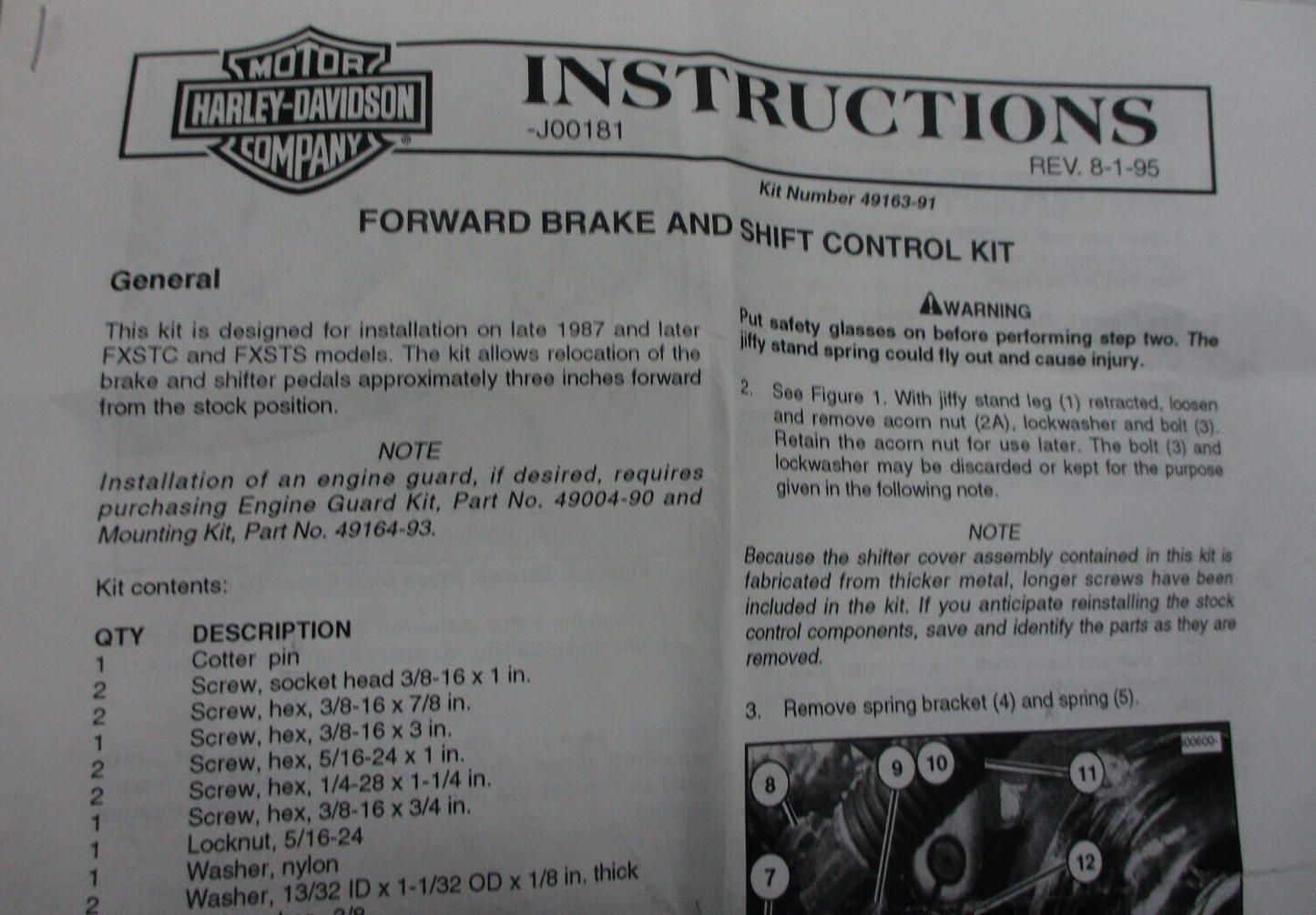 Harley-Davidson Forward Brake and Shift Control Kit (Incomplete)  49163-91