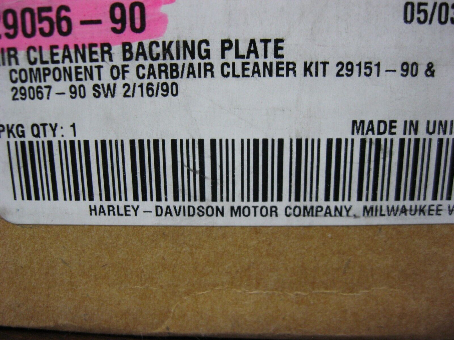 Harley-Davidson OEM Air Cleaner Backing Plate  29056-90