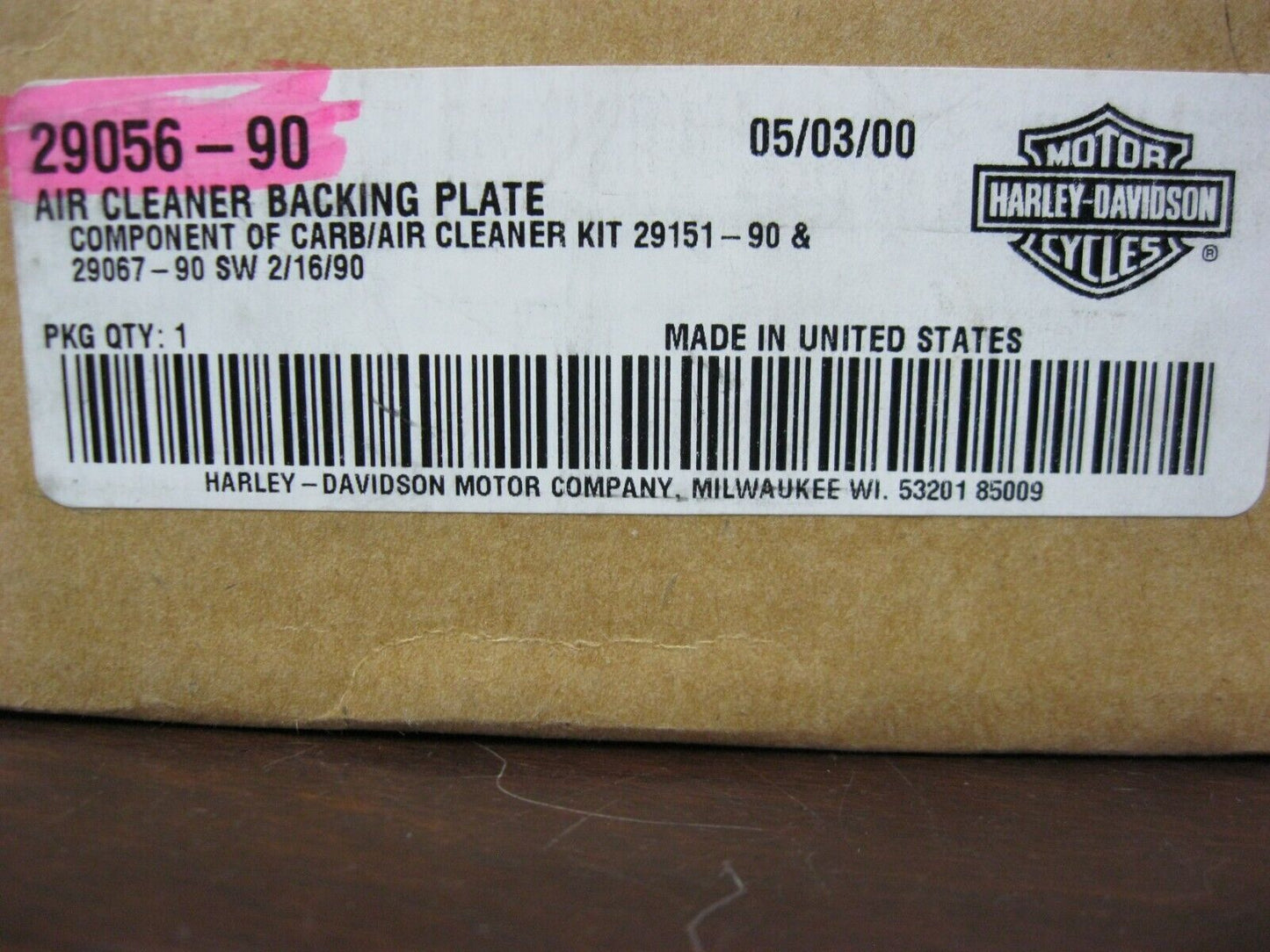 Harley-Davidson OEM Air Cleaner Backing Plate  29056-90