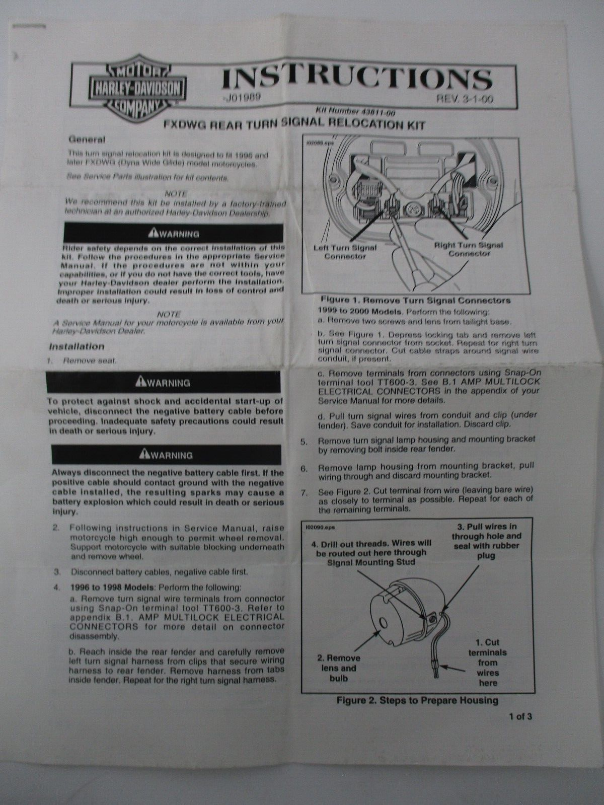 Harley-Davidson Turn Signal Relocation Kit 43811-00