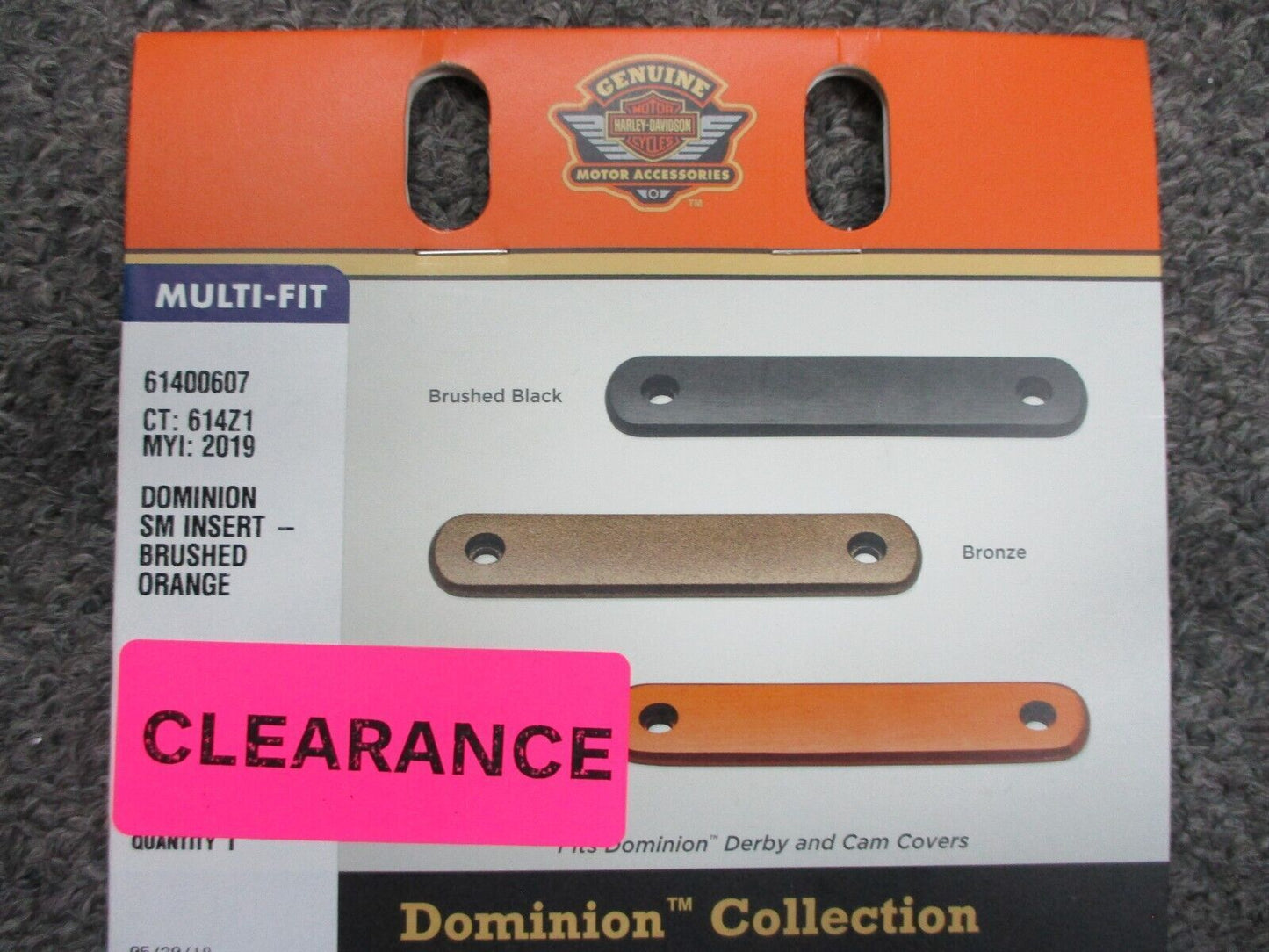 Harley Davidson OEM Dominion Small Derby, Cam Insert Brushed Orange 61400607