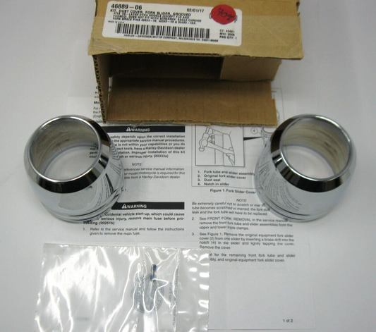 Harley-Davidson OEM Dyna Grooved Chrome Fork Slider Dust Cover Kit 46889-06